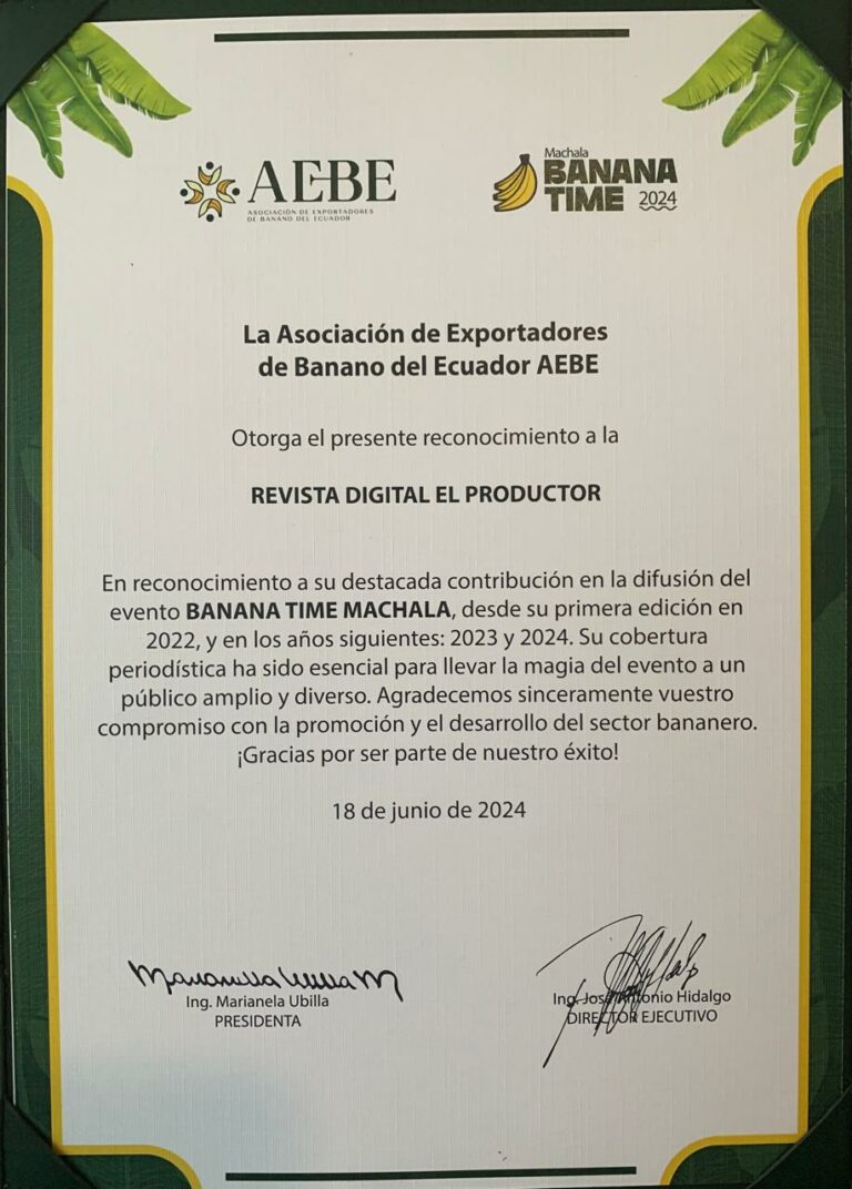 Diario EL PRODUCTOR, recibe reconocimiento en Banana Time por su 13° aniversario