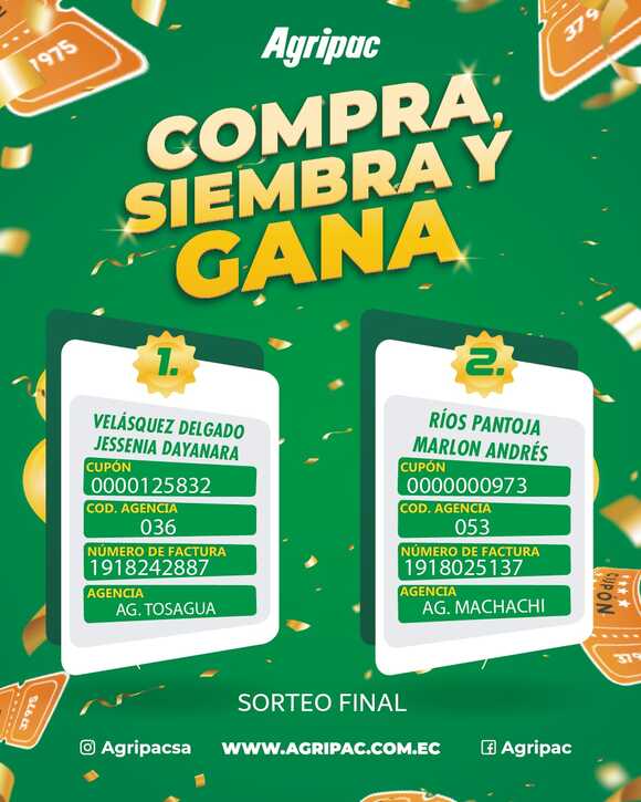 ECUADOR: Jessenia Velásquez y Marlon Ríos ganan las camionetas del gran sorteo de Agripac